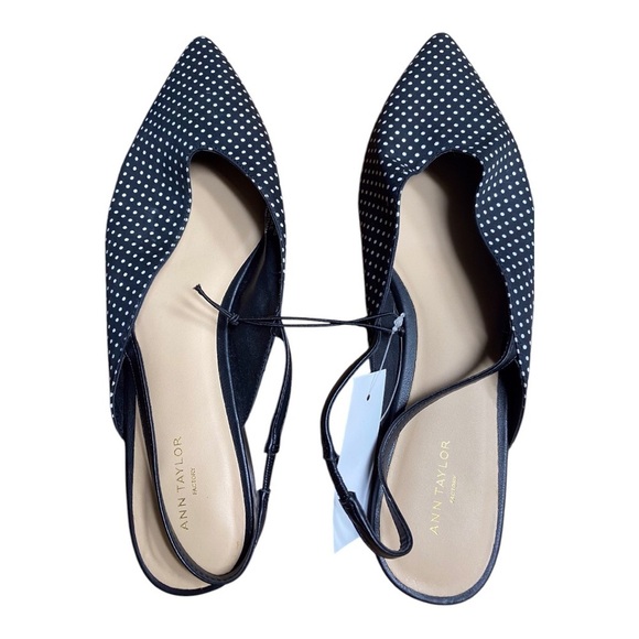 NWT Ann Taylor Black and White Polka Dot Flats - Picture 1 of 5